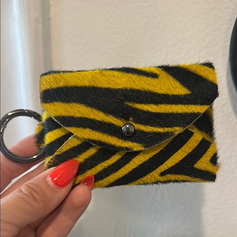 Yellow and Black Animal Print Keychain Wallet